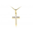 9ct Yellow Gold Cross with 0.25ct Diamonds. 