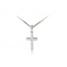 9ct White Gold Cross with 0.11ct Diamonds. 