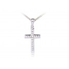 9ct White Gold Cross with 0.25ct Diamonds. 