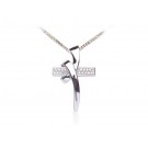 9ct White Gold Cross with 0.07ct Diamonds.