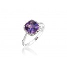 9ct White Gold ring set with Diamonds & 2.75ct Amethyst Centre Stone