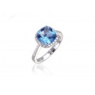 9ct White Gold ring set with Diamonds & 2.75ct Blue Topaz Centre Stone