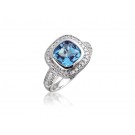 9ct White Gold ring set with Diamonds & 3.15ct Blue Topaz Centre Stone