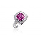 9ct White Gold ring set with Diamonds & 3.15ct Synthetic Pink Sapphire Centre Stone