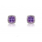 9ct White Gold Diamonds & 3.00ct Amethyst  Stud Earrings