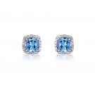 9ct White Gold Diamonds & 3.00ct Blue Topaz Stud Earrings