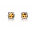 9ct White Gold Diamonds & 3.00ct Citrine Stud Earrings