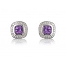 9ct White Gold Diamonds & 3.20ct Amethyst Stud Earrings