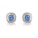 9ct White Gold Diamonds & 3.20ct Blue Topaz Stud Earrings