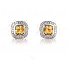 9ct White Gold Diamonds & 3.20ct Citrine Stud Earrings