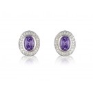 9ct White Gold Diamonds & 2.50ct Amethyst Oval Shape Stud Earrings