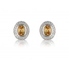 9ct White Gold Diamonds & 2.50ct Citrine Oval Shape Stud Earrings
