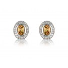 9ct White Gold Diamonds & 2.50ct Citrine Oval Shape Stud Earrings