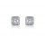 18ct White Gold & Diamonds Stud Earrings with Princess Cut Centre Stone 1.00ct Diamond. 