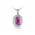 9ct White Gold Pendant with Diamonds & 2.60ct Oval Shape Synthetic Pink Sapphire Centre Stone