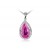 9ct White Gold Pendant with Diamonds & 4.00ct Pear Shape Synthetic Pink Sapphire Centre Stone 