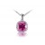 9ct White Gold Pendant with Diamonds & 3.50ct Synthetic Pink Sapphire Centre Stone  